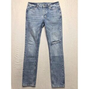 KSUBI Van Winkel Vibez Trashed Jean Men 33(34x32 fit) Light Acid Wash Button Fly